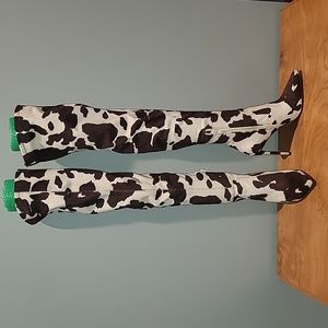 STEVE MADDEN VAVA Cow Print Thigh-High Stiletto Boots SZ 6